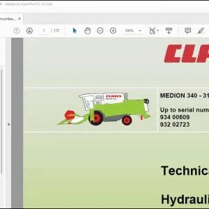 CLAAS Combines MEDION 340 - 310 Hydraulic Technical Systems Manual - PDF DOWNLOAD